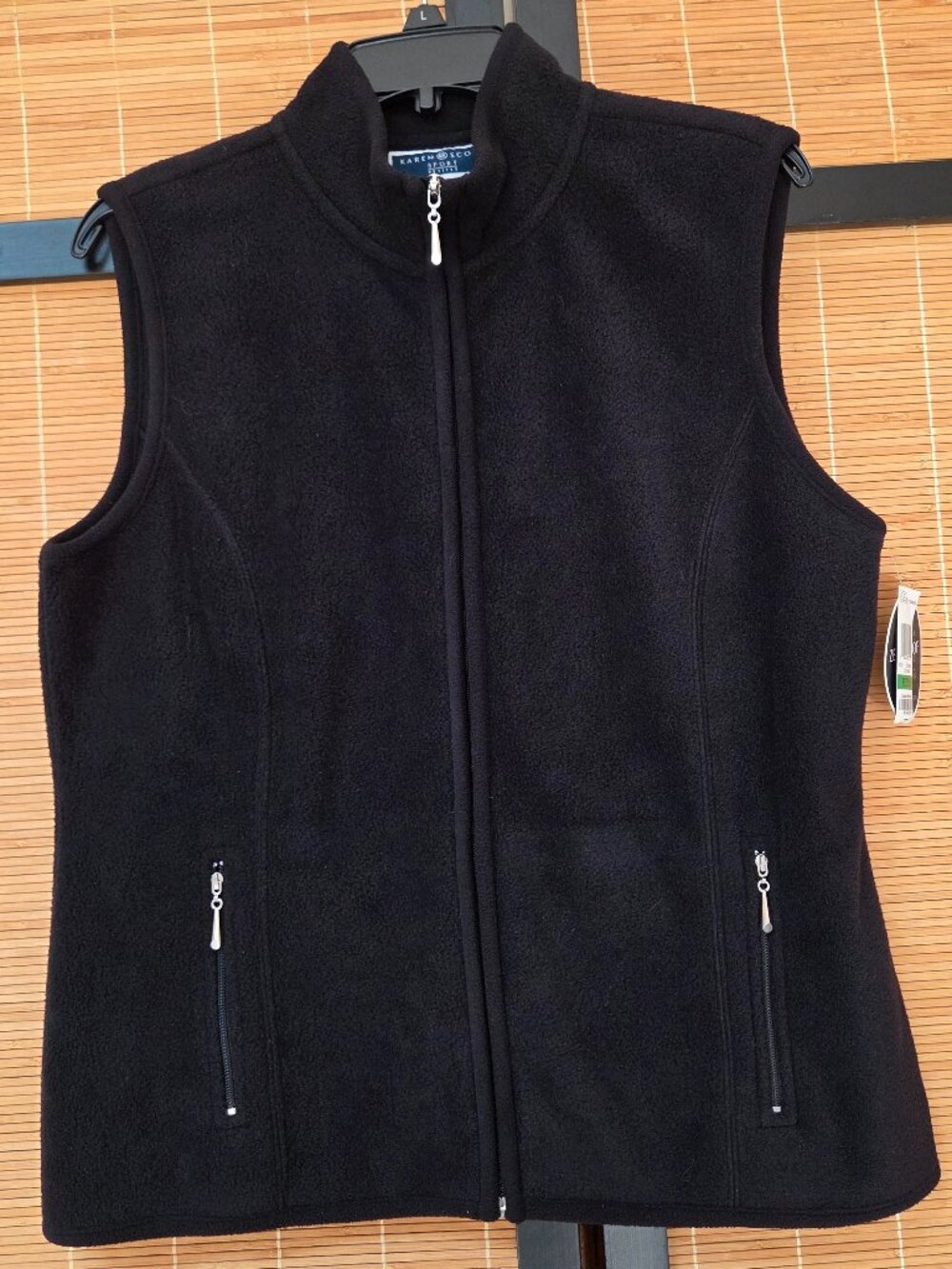 Karen Scott  Women's Sport Zeroproof LP Black Fleece Full Zip Mock Neck Vest